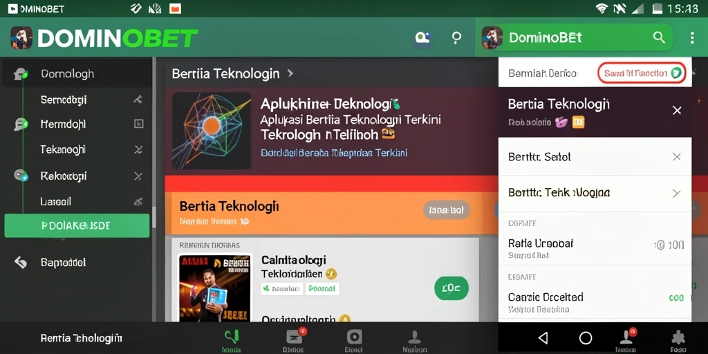Antarmuka modern dan informatif dari aplikasi DOMINOBET.