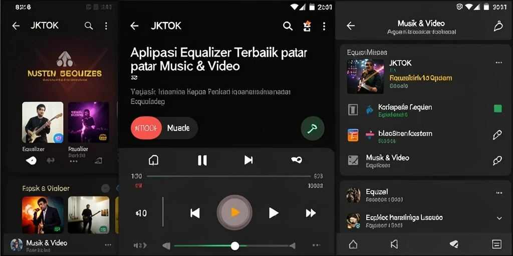 Tampilan antarmuka JKTOK dengan pengaturan equalizer yang Responsif.